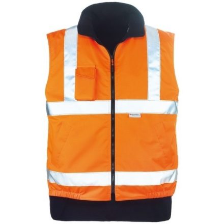 Mellény Hi-Viz Fluo bélelt kifordítható Oxford külső szürke/narancs XL