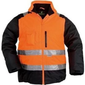   Kabát Hi-Viz PE 2:1 vízhatlan Oxford külső levehető ujjak taft belső fekete XL