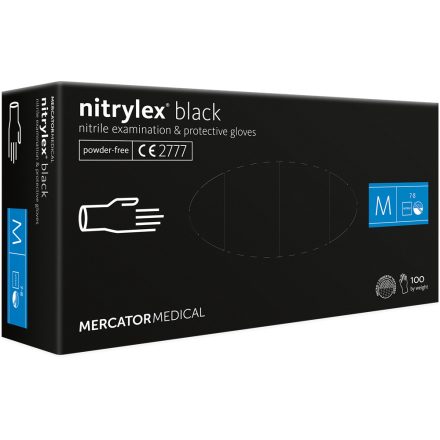 NITRYLEX BLACK PÚDERMENTES NITRIL EGYSZER HASZNÁLATOS KESZTYŰ, 100DB / DOBOZ S