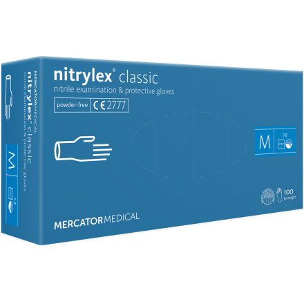 NITRYLEX CLASSIC PÚDERMENTES NITRIL EGYSZER HASZNÁLATOS KESZTYŰ KÉK S