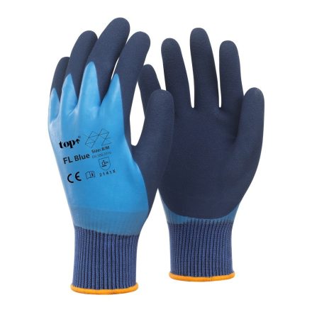 TOP FL BLUE LATEX MÁRTOTT POLIÉSZTER KESZTYŰ